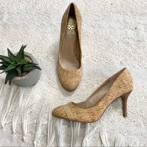 NEW! Vince Camuto Sariah beige/brown cork almond toe heels